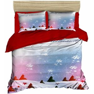 Lenjerie de pat dubla Xmas-439, Pearl Home, 3 piese, amestec bumbac, multicolor Lenjerie de pat dubla Xmas-439, Pearl Home, 3 piese, amestec bumbac, multicolor
