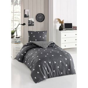 Eponj Home Lenjerie de pat pentru o persoana 2 piese, L'essentiel Maison, Üçgen, Gri/Alb Eponj Home Lenjerie de pat pentru o persoana 2 piese, L'essentiel Maison, Üçgen, Gri/Alb