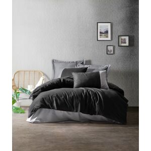 Lenjerie de pat dubla, 4 piese, 200x220 cm, 100% bumbac ranforce, Cotton Box, Plain, negru/gri Lenjerie de pat dubla, 4 piese, 200x220 cm, 100% bumbac ranforce, Cotton Box, Plain, negru/gri