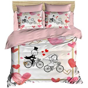 Pearl Home Lenjerie de pat dubla King (EU) (ES), 3 piese, L'essentiel Maison, 216, Roz / Alb / Roșu Pearl Home Lenjerie de pat dubla King (EU) (ES), 3 piese, L'essentiel Maison, 216, Roz / Alb / Roșu