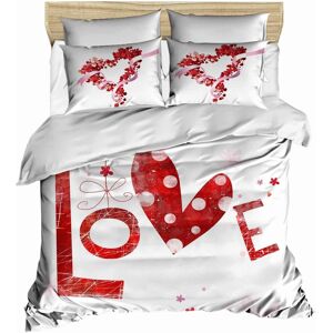Pearl Home Lenjerie de pat dubla King (EU) (ES), 3 piese, L'essentiel Maison, 181, Alb/Rosu Pearl Home Lenjerie de pat dubla King (EU) (ES), 3 piese, L'essentiel Maison, 181, Alb/Rosu
