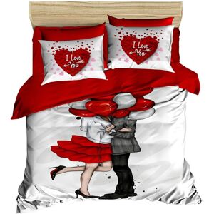 Pearl Home Lenjerie de pat dubla Super King (EU) (IT), 3 piese, L'essentiel Maison, 154, Alb / Roșu / Negru Pearl Home Lenjerie de pat dubla Super King (EU) (IT), 3 piese, L'essentiel Maison, 154, Alb / Roșu / Negru
