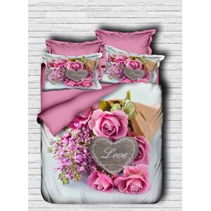 Pearl Home Lenjerie de pat dubla King (IT), 3 piese, L'essentiel Maison, 107, Roz / Gri / Alb Pearl Home Lenjerie de pat dubla King (IT), 3 piese, L'essentiel Maison, 107, Roz / Gri / Alb