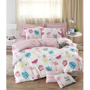 Lenjerie de pat dubla King, 3 piese, 220x240 cm, amestec bumbac, Eponj Home, Kokteyl, alb Lenjerie de pat dubla King, 3 piese, 220x240 cm, amestec bumbac, Eponj Home, Kokteyl, alb