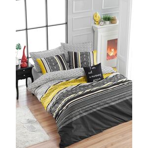 EnLora Home Lenjerie de pat dubla 3 piese, L'essentiel Maison, Formas, Yellow / Black / Grey EnLora Home Lenjerie de pat dubla 3 piese, L'essentiel Maison, Formas, Yellow / Black / Grey