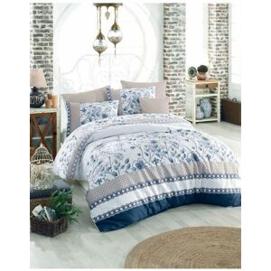 Lenjerie de pat dubla Sudenaz, Pearl Home, 4 piese, 220x240 cm, bumbac ranforce, albastru Lenjerie de pat dubla Sudenaz, Pearl Home, 4 piese, 220x240 cm, bumbac ranforce, albastru