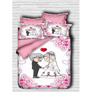 Pearl Home Lenjerie de pat dubla King (FR), 3 piese, L'essentiel Maison, 169, Alb / Roz / Gri Pearl Home Lenjerie de pat dubla King (FR), 3 piese, L'essentiel Maison, 169, Alb / Roz / Gri