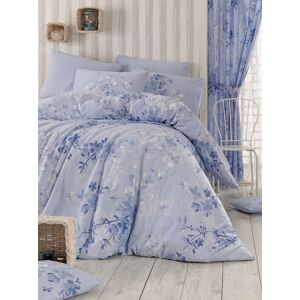 Lenjerie de pat dubla, Pearl Home, Elena Blue, 4 piese, 100% bumbac ranforce, bleu Lenjerie de pat dubla, Pearl Home, Elena Blue, 4 piese, 100% bumbac ranforce, bleu