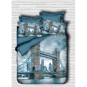 Pearl Home Lenjerie de pat dubla 3 piese, L'essentiel Maison, 126, Blue / White / Brown Pearl Home Lenjerie de pat dubla 3 piese, L'essentiel Maison, 126, Blue / White / Brown