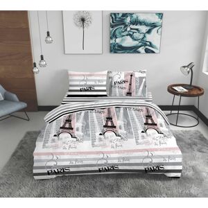 Lenjerie de pat dubla Paris, Bedora, 4 piese, 200x220 cm, 100% bumbac, multicolor Lenjerie de pat dubla Paris, Bedora, 4 piese, 200x220 cm, 100% bumbac, multicolor