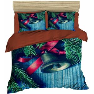 Lenjerie de pat dubla Xmas-404, Pearl Home, 3 piese, amestec bumbac, multicolor Lenjerie de pat dubla Xmas-404, Pearl Home, 3 piese, amestec bumbac, multicolor