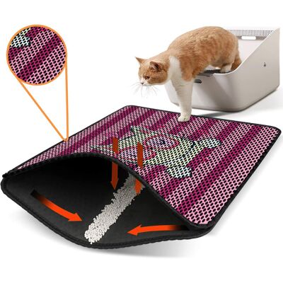 Covoras litiera pentru colectarea granulelor de nisip, Paws & Whiskers, Nrszn0002, 50% PVC/50% poliester, Multicolor Covoras litiera pentru colectarea granulelor de nisip, Paws & Whiskers, Nrszn0002, 50% PVC/50% poliester, Multicolor