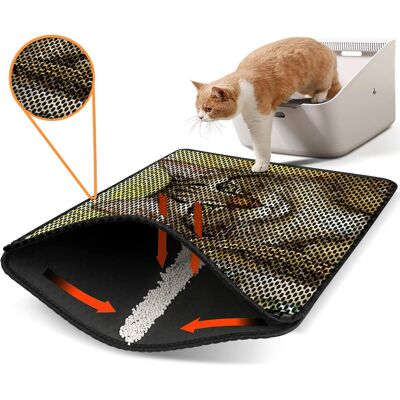 Covoras litiera pentru colectarea granulelor de nisip, Paws & Whiskers, Nrszn0123, 50% PVC/50% poliester, Multicolor Covoras litiera pentru colectarea granulelor de nisip, Paws & Whiskers, Nrszn0123, 50% PVC/50% poliester, Multicolor