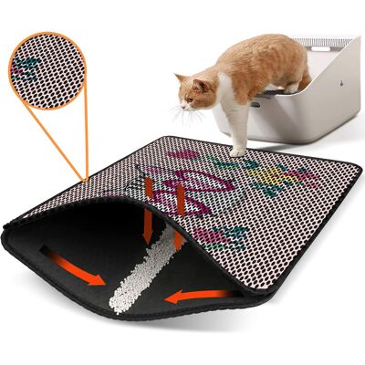 Covoras litiera pentru colectarea granulelor de nisip, Paws & Whiskers, Nrszn0031, 50% PVC/50% poliester, Multicolor Covoras litiera pentru colectarea granulelor de nisip, Paws & Whiskers, Nrszn0031, 50% PVC/50% poliester, Multicolor
