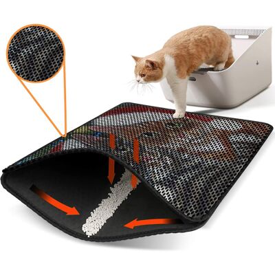 Covoras litiera pentru colectarea granulelor de nisip, Paws & Whiskers, Nrszn0165, 50% PVC/50% poliester, Multicolor Covoras litiera pentru colectarea granulelor de nisip, Paws & Whiskers, Nrszn0165, 50% PVC/50% poliester, Multicolor