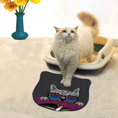 Covoras litiera pentru colectarea granulelor de nisip, Paws & Whiskers, Kdkafa0224, 50% PVC/50% poliester, Multicolor Covoras litiera pentru colectarea granulelor de nisip, Paws & Whiskers, Kdkafa0224, 50% PVC/50% poliester, Multicolor