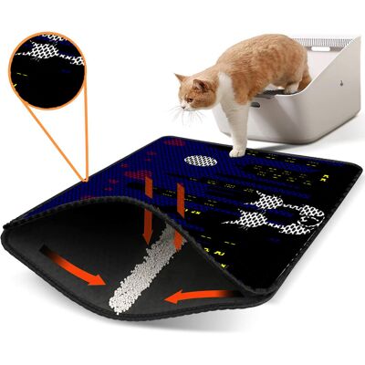 Covoras litiera pentru colectarea granulelor de nisip, Paws & Whiskers, Nrszn0254, 50% PVC/50% poliester, Multicolor Covoras litiera pentru colectarea granulelor de nisip, Paws & Whiskers, Nrszn0254, 50% PVC/50% poliester, Multicolor