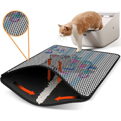 Covoras litiera pentru colectarea granulelor de nisip, Paws & Whiskers, Nrszn0209, 50% PVC/50% poliester, Multicolor Covoras litiera pentru colectarea granulelor de nisip, Paws & Whiskers, Nrszn0209, 50% PVC/50% poliester, Multicolor