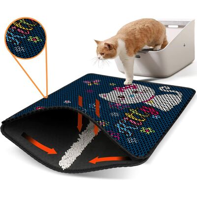 Covoras litiera pentru colectarea granulelor de nisip, Paws & Whiskers, Nrszn0085, 50% PVC/50% poliester, Multicolor Covoras litiera pentru colectarea granulelor de nisip, Paws & Whiskers, Nrszn0085, 50% PVC/50% poliester, Multicolor