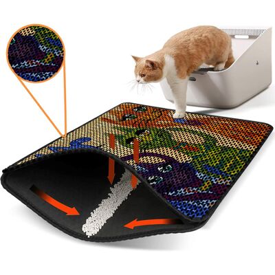 Covoras litiera pentru colectarea granulelor de nisip, Paws & Whiskers, Nrszn0120, 50% PVC/50% poliester, Multicolor Covoras litiera pentru colectarea granulelor de nisip, Paws & Whiskers, Nrszn0120, 50% PVC/50% poliester, Multicolor
