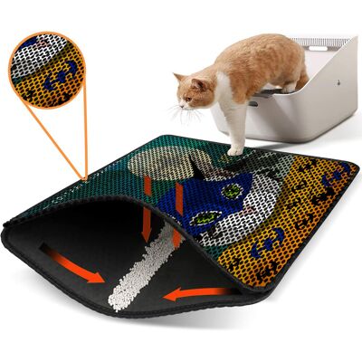 Covoras litiera pentru colectarea granulelor de nisip, Paws & Whiskers, Nrszn0202, 50% PVC/50% poliester, Multicolor Covoras litiera pentru colectarea granulelor de nisip, Paws & Whiskers, Nrszn0202, 50% PVC/50% poliester, Multicolor