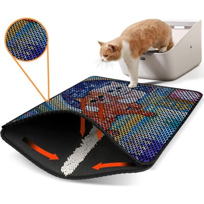 Covoras litiera pentru colectarea granulelor de nisip, Paws & Whiskers, Nrszn0114, 50% PVC/50% poliester, Multicolor Covoras litiera pentru colectarea granulelor de nisip, Paws & Whiskers, Nrszn0114, 50% PVC/50% poliester, Multicolor