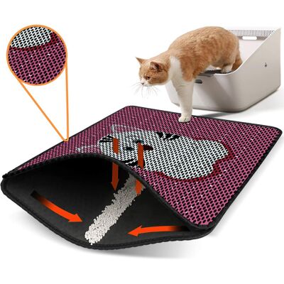 Covoras litiera pentru colectarea granulelor de nisip, Paws & Whiskers, Nrszn0025, 50% PVC/50% poliester, Multicolor Covoras litiera pentru colectarea granulelor de nisip, Paws & Whiskers, Nrszn0025, 50% PVC/50% poliester, Multicolor