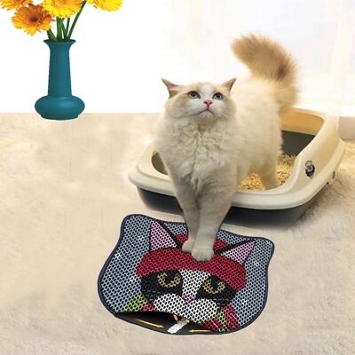 Covoras litiera pentru colectarea granulelor de nisip, Paws & Whiskers, Kdkafa0174, 50% PVC/50% poliester, Multicolor Covoras litiera pentru colectarea granulelor de nisip, Paws & Whiskers, Kdkafa0174, 50% PVC/50% poliester, Multicolor