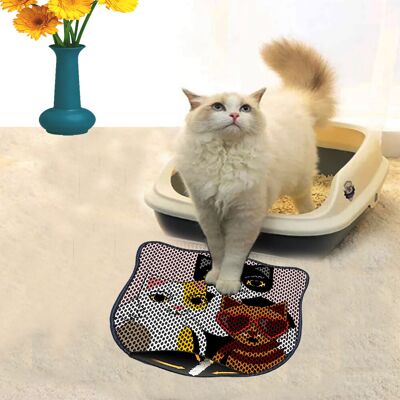 Covoras litiera pentru colectarea granulelor de nisip, Paws & Whiskers, Kdkafa0089, 50% PVC/50% poliester, Multicolor Covoras litiera pentru colectarea granulelor de nisip, Paws & Whiskers, Kdkafa0089, 50% PVC/50% poliester, Multicolor