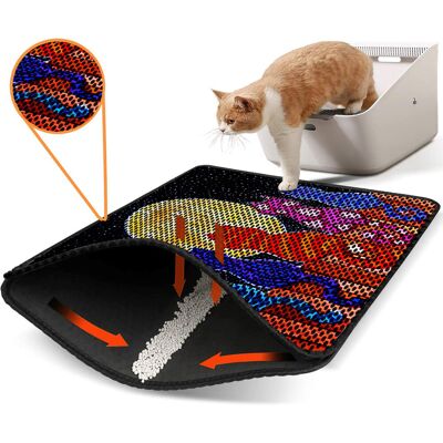 Covoras litiera pentru colectarea granulelor de nisip, Paws & Whiskers, Nrszn0119, 50% PVC/50% poliester, Multicolor Covoras litiera pentru colectarea granulelor de nisip, Paws & Whiskers, Nrszn0119, 50% PVC/50% poliester, Multicolor