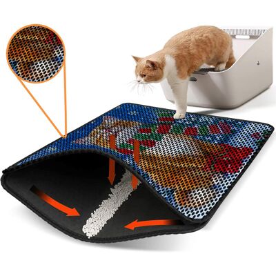 Covoras litiera pentru colectarea granulelor de nisip, Paws & Whiskers, Nrszn0176, 50% PVC/50% poliester, Multicolor Covoras litiera pentru colectarea granulelor de nisip, Paws & Whiskers, Nrszn0176, 50% PVC/50% poliester, Multicolor