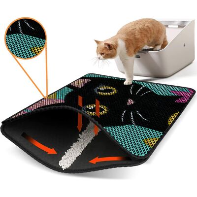Covoras litiera pentru colectarea granulelor de nisip, Paws & Whiskers, Nrszn0109, 50% PVC/50% poliester, Multicolor Covoras litiera pentru colectarea granulelor de nisip, Paws & Whiskers, Nrszn0109, 50% PVC/50% poliester, Multicolor