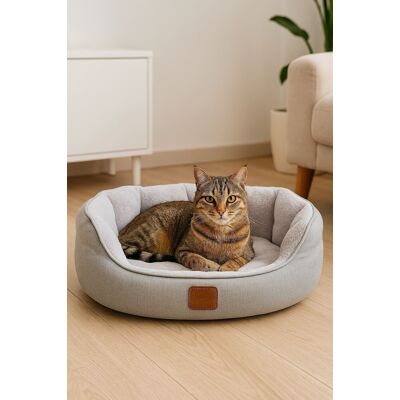 Pat pentru animale de companie, Paws & Whiskers, Coco L, Material exterior: 100% poliester, Gri Pat pentru animale de companie, Paws & Whiskers, Coco L, Material exterior: 100% poliester, Gri