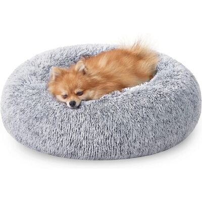 Pat pentru caini si pisici Fluffy Donut, Feandrea, husa lavabila, marimea M, max 11 kg, Ø60 x 20 cm, gri deschis Pat pentru caini si pisici Fluffy Donut, Feandrea, husa lavabila, marimea M, max 11 kg, Ø60 x 20 cm, gri deschis