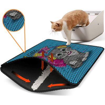 Covoras litiera pentru colectarea granulelor de nisip, Paws & Whiskers, Nrszn0245, 50% PVC/50% poliester, Multicolor Covoras litiera pentru colectarea granulelor de nisip, Paws & Whiskers, Nrszn0245, 50% PVC/50% poliester, Multicolor