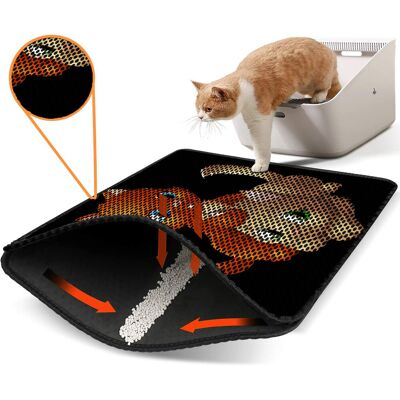 Covoras litiera pentru colectarea granulelor de nisip, Paws & Whiskers, Nrszn0100, 50% PVC/50% poliester, Multicolor Covoras litiera pentru colectarea granulelor de nisip, Paws & Whiskers, Nrszn0100, 50% PVC/50% poliester, Multicolor