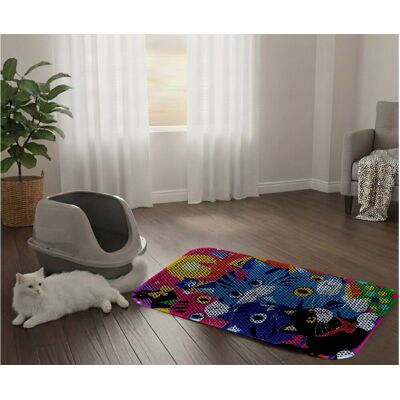 Covoras litiera pentru colectarea granulelor de nisip, Paws & Whiskers, Cat Lıtter Mat 41, Multicolor Covoras litiera pentru colectarea granulelor de nisip, Paws & Whiskers, Cat Lıtter Mat 41, Multicolor