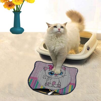 Covoras litiera pentru colectarea granulelor de nisip, Paws & Whiskers, Kdkafa0068, 50% PVC/50% poliester, Multicolor Covoras litiera pentru colectarea granulelor de nisip, Paws & Whiskers, Kdkafa0068, 50% PVC/50% poliester, Multicolor