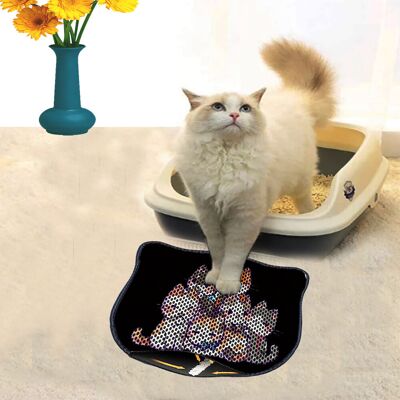 Covoras litiera pentru colectarea granulelor de nisip, Paws & Whiskers, Kdkafa0088, 50% PVC/50% poliester, Multicolor Covoras litiera pentru colectarea granulelor de nisip, Paws & Whiskers, Kdkafa0088, 50% PVC/50% poliester, Multicolor