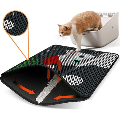 Covoras litiera pentru colectarea granulelor de nisip, Paws & Whiskers, Nrszn0185, 50% PVC/50% poliester, Multicolor Covoras litiera pentru colectarea granulelor de nisip, Paws & Whiskers, Nrszn0185, 50% PVC/50% poliester, Multicolor
