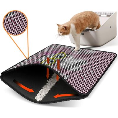 Covoras litiera pentru colectarea granulelor de nisip, Paws & Whiskers, Nrszn0219, 50% PVC/50% poliester, Multicolor Covoras litiera pentru colectarea granulelor de nisip, Paws & Whiskers, Nrszn0219, 50% PVC/50% poliester, Multicolor