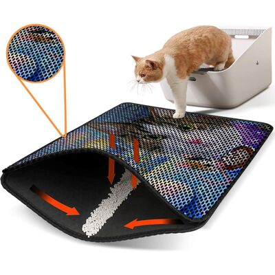 Covoras litiera pentru colectarea granulelor de nisip, Paws & Whiskers, Nrszn0173, 50% PVC/50% poliester, Multicolor Covoras litiera pentru colectarea granulelor de nisip, Paws & Whiskers, Nrszn0173, 50% PVC/50% poliester, Multicolor