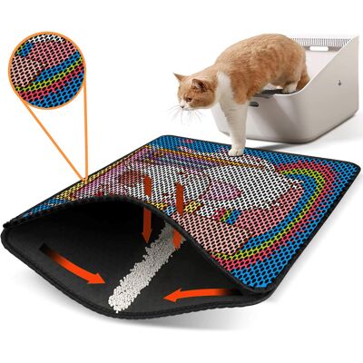 Covoras litiera pentru colectarea granulelor de nisip, Paws & Whiskers, Nrszn0053, 50% PVC/50% poliester, Multicolor Covoras litiera pentru colectarea granulelor de nisip, Paws & Whiskers, Nrszn0053, 50% PVC/50% poliester, Multicolor