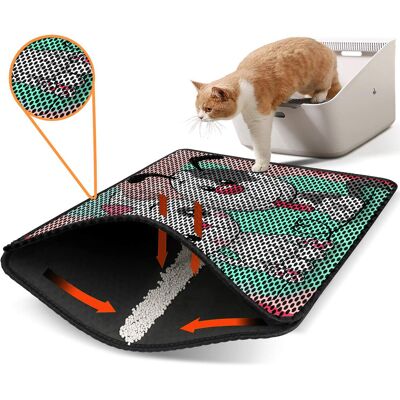 Covoras litiera pentru colectarea granulelor de nisip, Paws & Whiskers, Nrszn0067, 50% PVC/50% poliester, Multicolor Covoras litiera pentru colectarea granulelor de nisip, Paws & Whiskers, Nrszn0067, 50% PVC/50% poliester, Multicolor