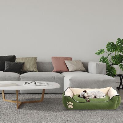 Pat pentru animale de companie, Paws & Whiskers, Lucy Dog & Cat M, Material exterior: 100% poliester, Verde / Ecru Pat pentru animale de companie, Paws & Whiskers, Lucy Dog & Cat M, Material exterior: 100% poliester, Verde / Ecru