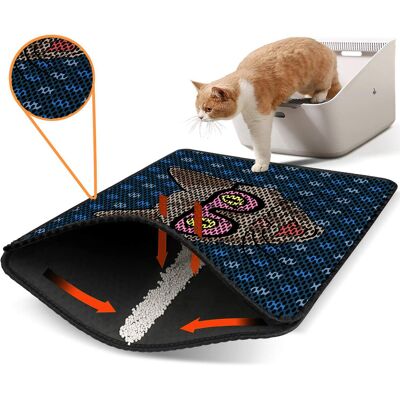 Covoras litiera pentru colectarea granulelor de nisip, Paws & Whiskers, Nrszn0188, 50% PVC/50% poliester, Multicolor Covoras litiera pentru colectarea granulelor de nisip, Paws & Whiskers, Nrszn0188, 50% PVC/50% poliester, Multicolor