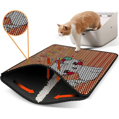 Covoras litiera pentru colectarea granulelor de nisip, Paws & Whiskers, Nrszn0050, 50% PVC/50% poliester, Multicolor Covoras litiera pentru colectarea granulelor de nisip, Paws & Whiskers, Nrszn0050, 50% PVC/50% poliester, Multicolor