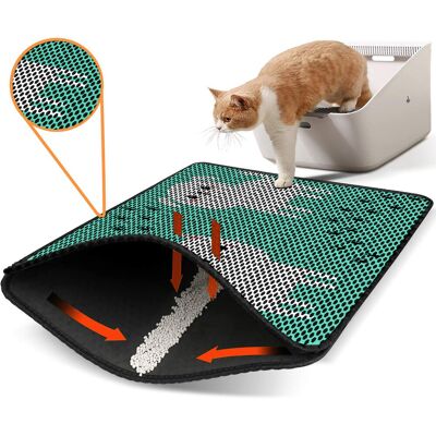 Covoras litiera pentru colectarea granulelor de nisip, Paws & Whiskers, Nrszn0217, 50% PVC/50% poliester, Multicolor Covoras litiera pentru colectarea granulelor de nisip, Paws & Whiskers, Nrszn0217, 50% PVC/50% poliester, Multicolor