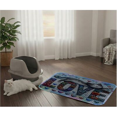 Covoras litiera pentru colectarea granulelor de nisip, Paws & Whiskers, Cat Lıtter Mat 37, Multicolor Covoras litiera pentru colectarea granulelor de nisip, Paws & Whiskers, Cat Lıtter Mat 37, Multicolor