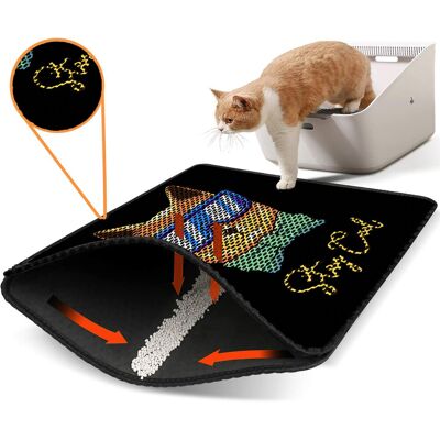 Covoras litiera pentru colectarea granulelor de nisip, Paws & Whiskers, Nrszn0222, 50% PVC/50% poliester, Multicolor Covoras litiera pentru colectarea granulelor de nisip, Paws & Whiskers, Nrszn0222, 50% PVC/50% poliester, Multicolor